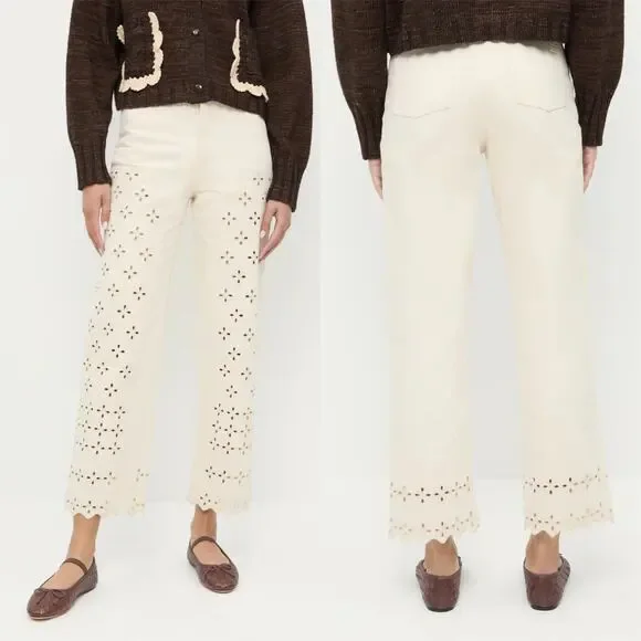 Loeffler Randall Demi Embroidered Pant Natural - Picture 1 of 9